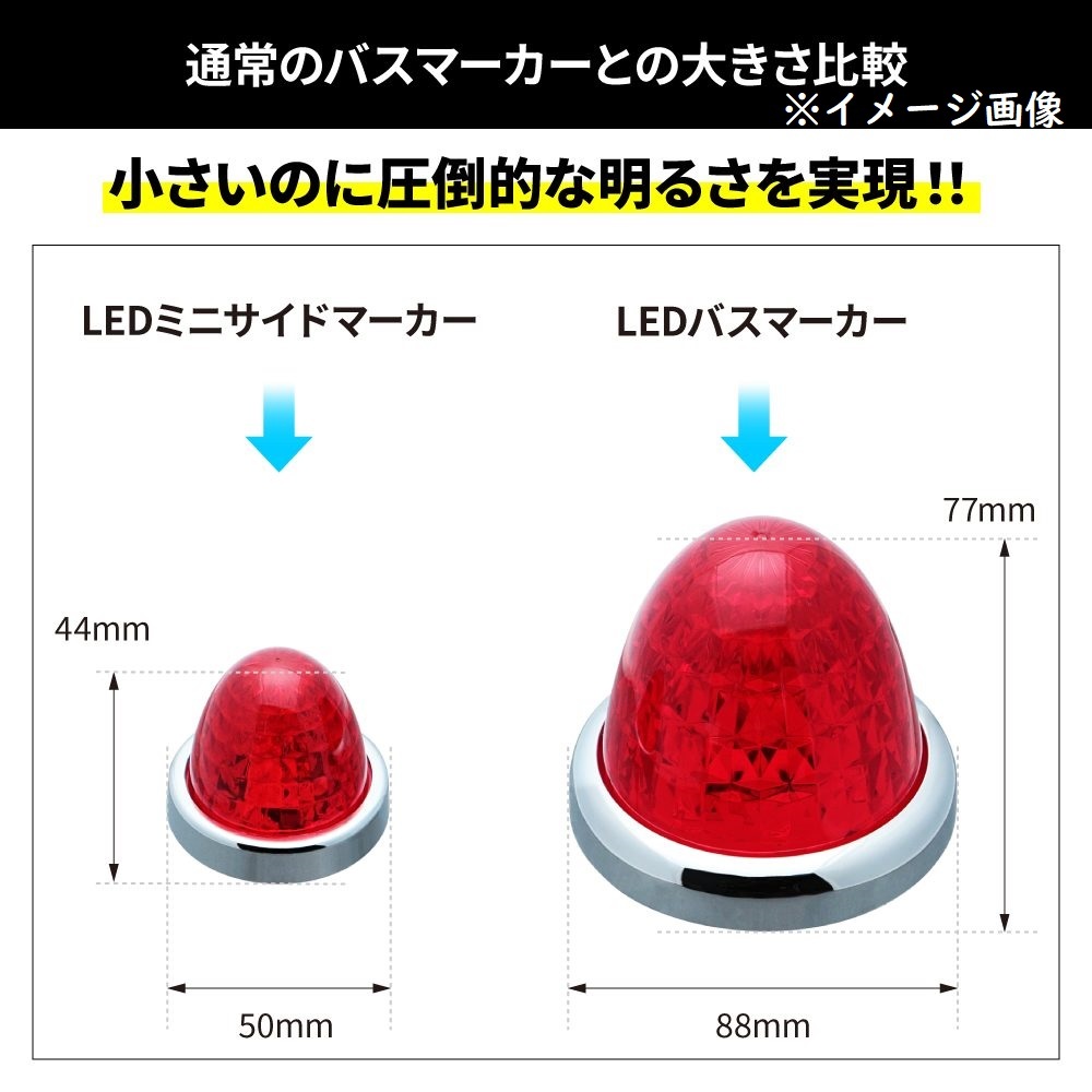 LEDミニサイドマーカーランプ零　紅茶色レンズ（濃い橙）/紅茶色（濃い橙）　12V/24V共用　点灯か点滅か選択できます！_画像5