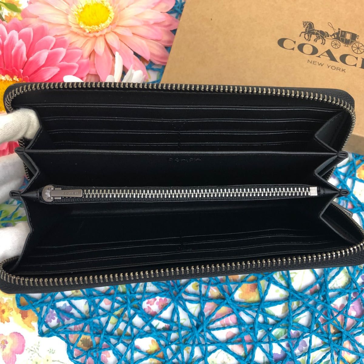 COACH 長財布 ブラック 黒 ブルー