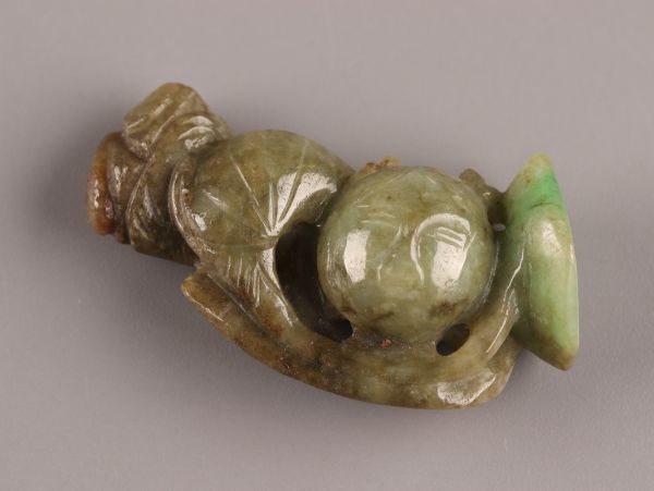 中国古玩 唐物 緑砡石 翡翠 置物 時代物 極上品 初だし品 8625の画像2