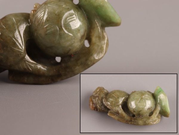中国古玩 唐物 緑砡石 翡翠 置物 時代物 極上品 初だし品 8625の画像1