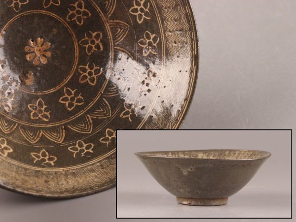 古美術 朝鮮古陶磁器 李朝 三島 鉢 時代物 極上品 初だし品 8653-