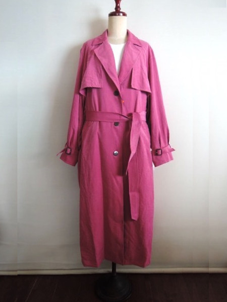 未使用品 SLY スライ OVER LONG TRENCH オーバーロング トレンチ コート 羽織 ベルト付き ピンク_画像1
