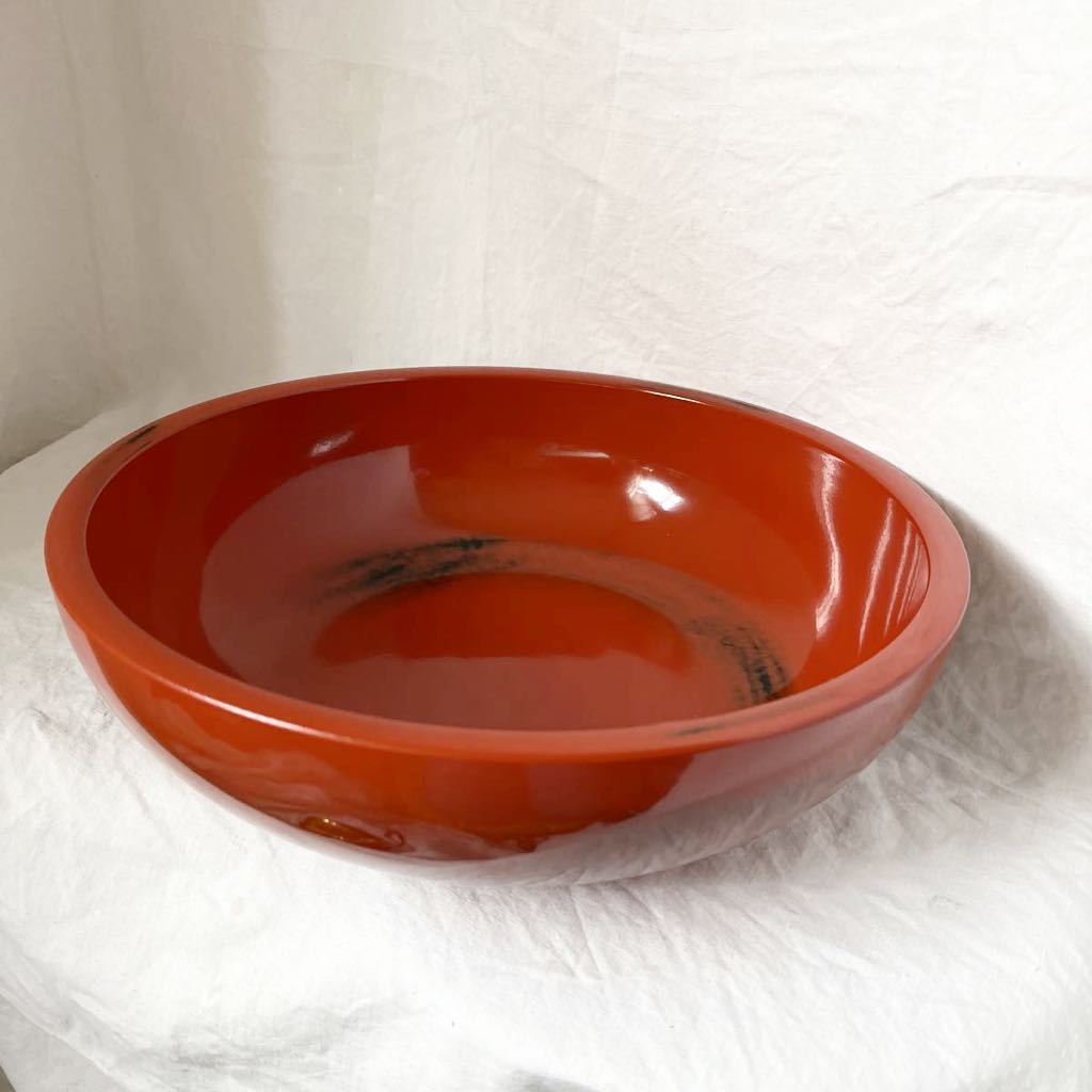 こね鉢約35cm 朱木製漆塗り未使用品和食器レトロアンティーク漆器そば