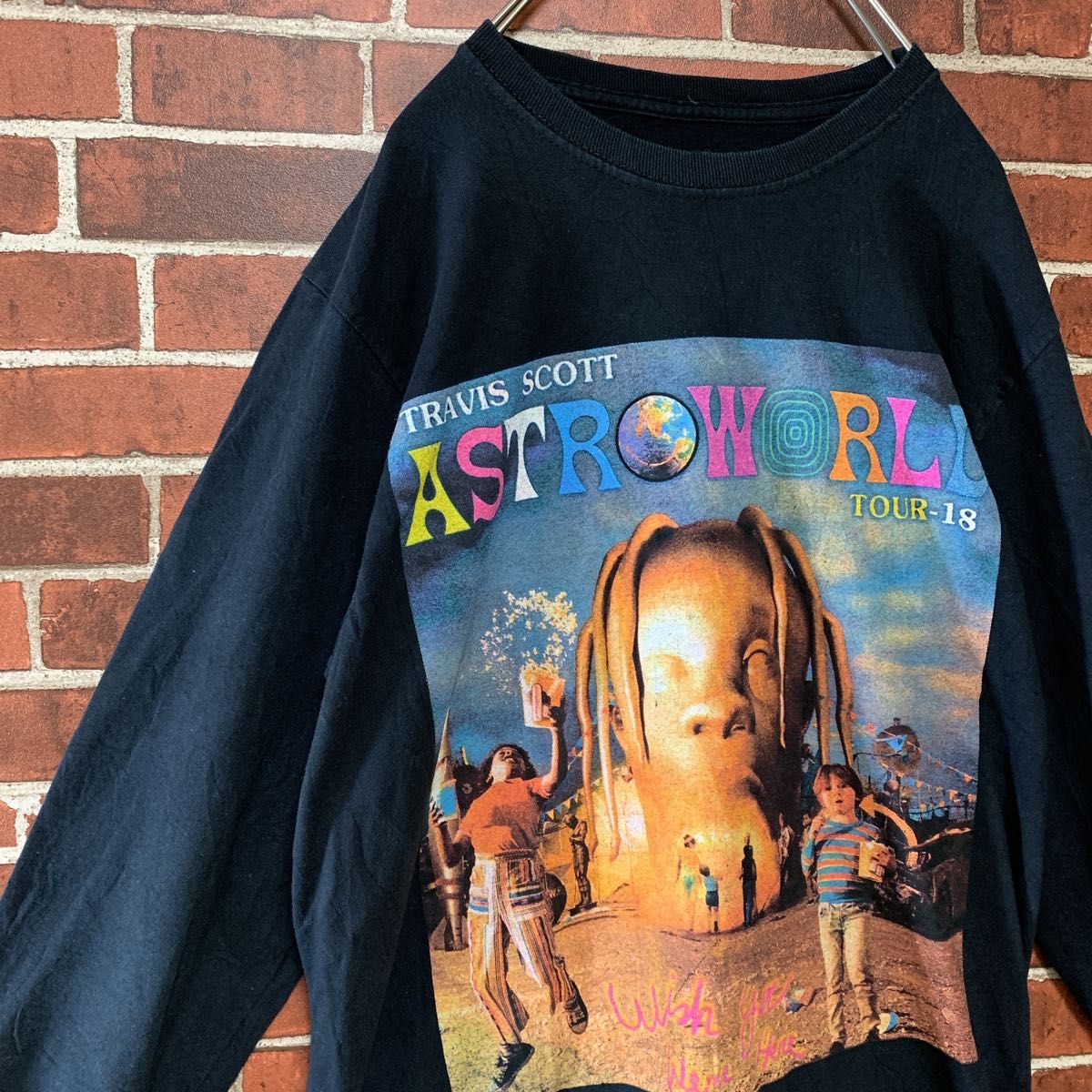 【激レア】TRAVIS SCOTT トラビススコット両面　アストロワールドツアー　プリントグラフィック　ラップTシャツ　長袖　古着