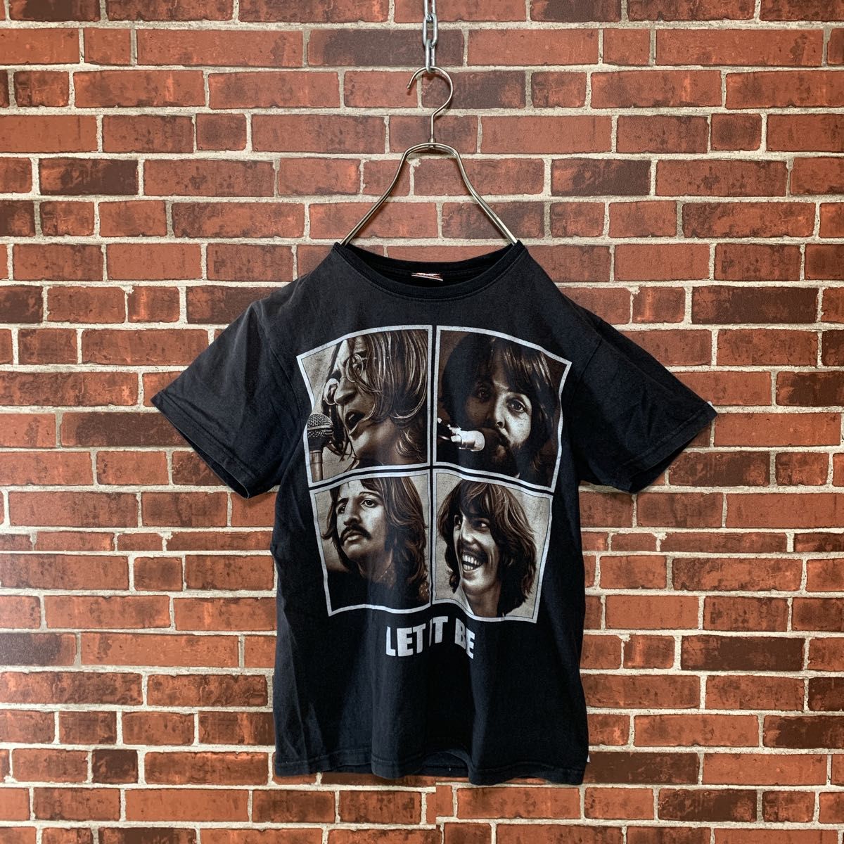 【HOT ROCK】THE BEATLES ビートルズ　let it be グラフィック　両面プリント　バンドTシャツ　M 古着