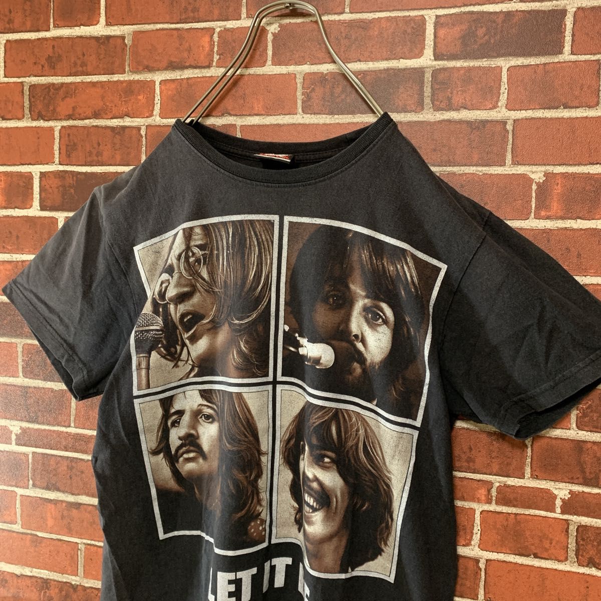 【HOT ROCK】THE BEATLES ビートルズ　let it be グラフィック　両面プリント　バンドTシャツ　M 古着