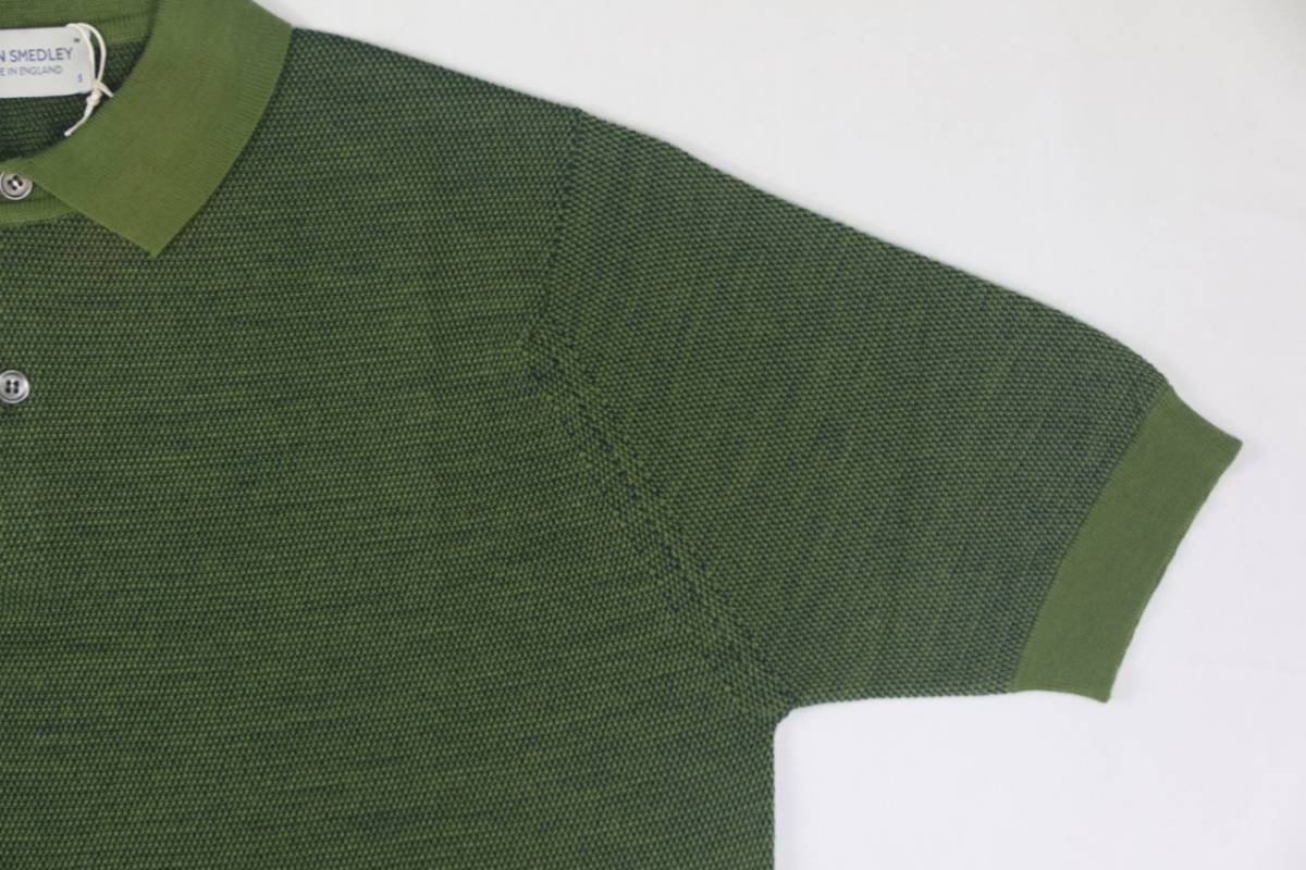 新品 John Smedley ジョンスメドレー 最高級メリノウール ポロシャツ　Sサイズ VERDANT GREEN/O_画像3
