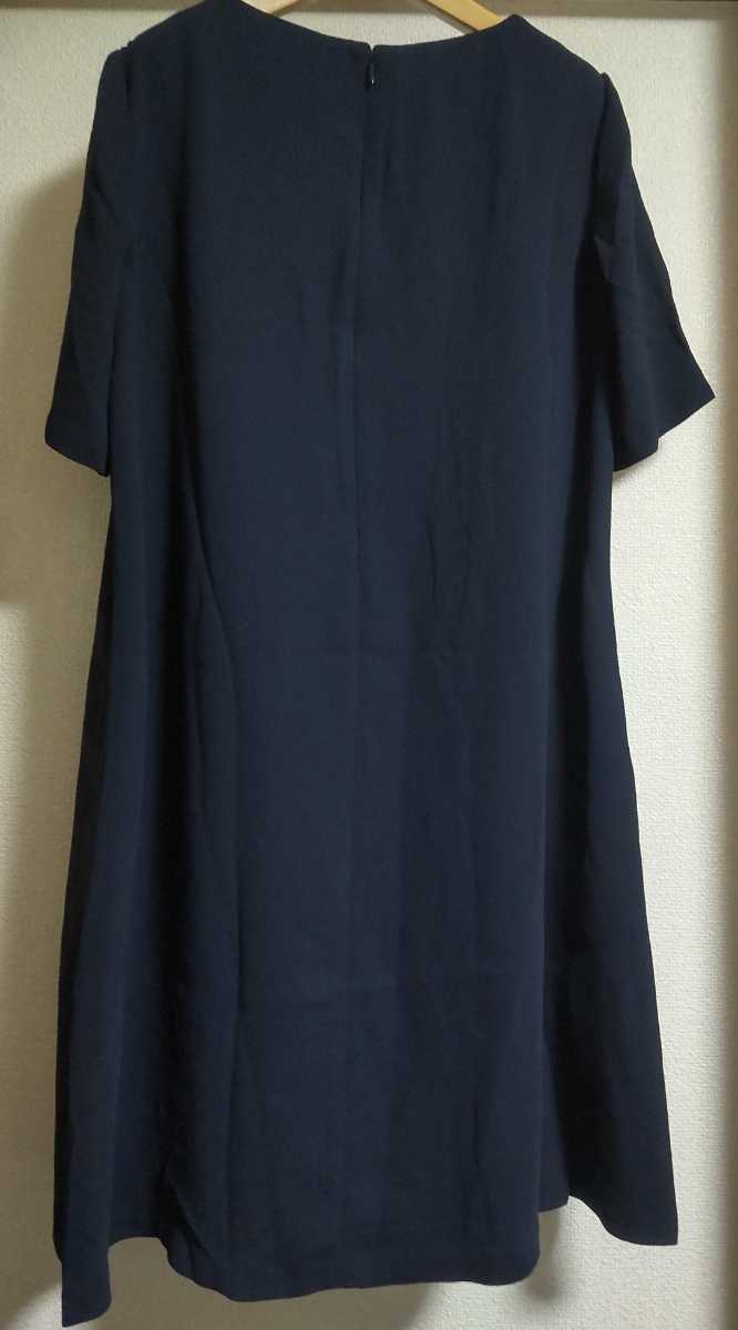  Uniqlo * crepe flair One-piece short sleeves L navy navy blue 