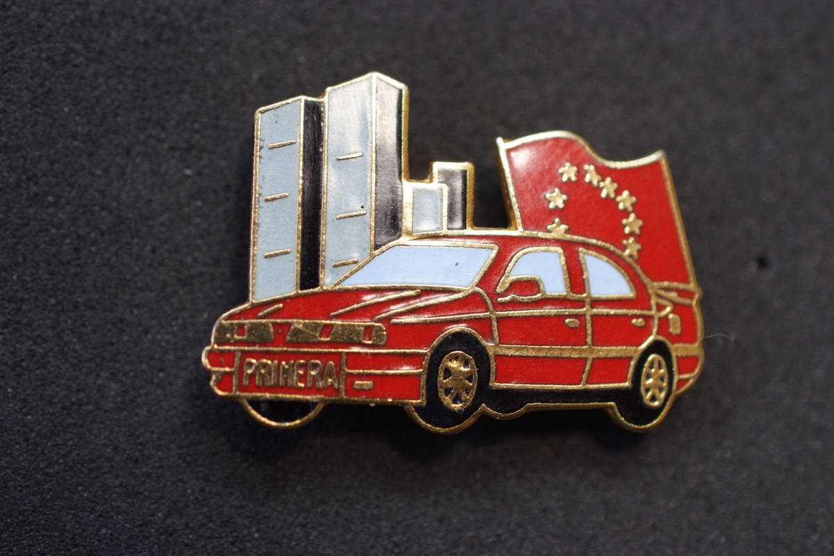 * NISSAN pin badge Primera EURO collection pin zllIl Nissan Nissan old car PRIMERA P10 Europe * car *ob* The * year 91 limited