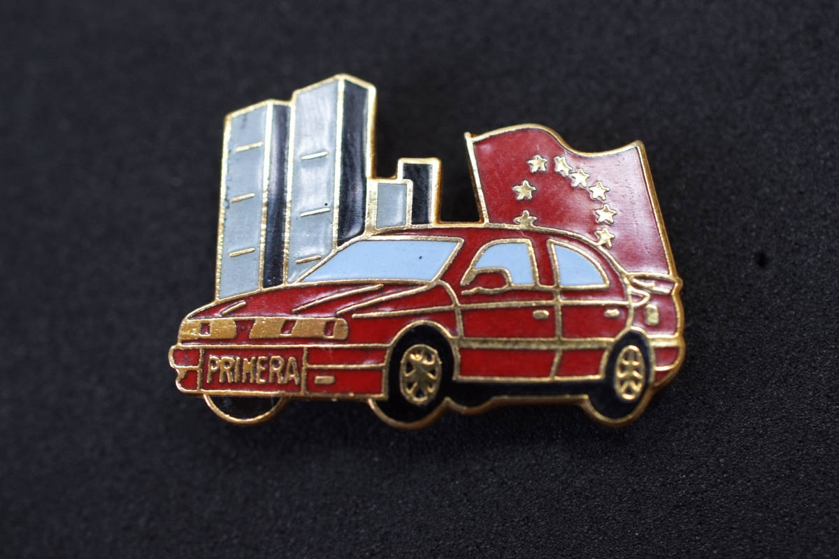 * NISSAN pin badge Primera EURO collection pin zllIl Nissan Nissan old car PRIMERA P10 Europe * car *ob* The * year 91 limited