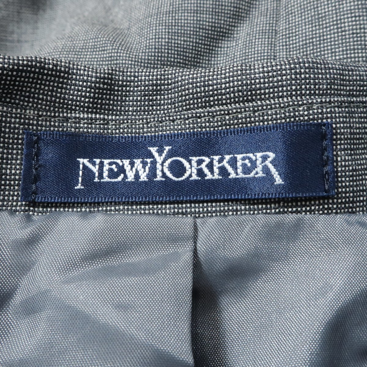 【美品】NEWYORKER ニューヨーカー★上品クラシカル サマーウール ジャケット 春夏 グレー系 大きいサイズ11 着回し力◎ 通勤にも z1915_画像7