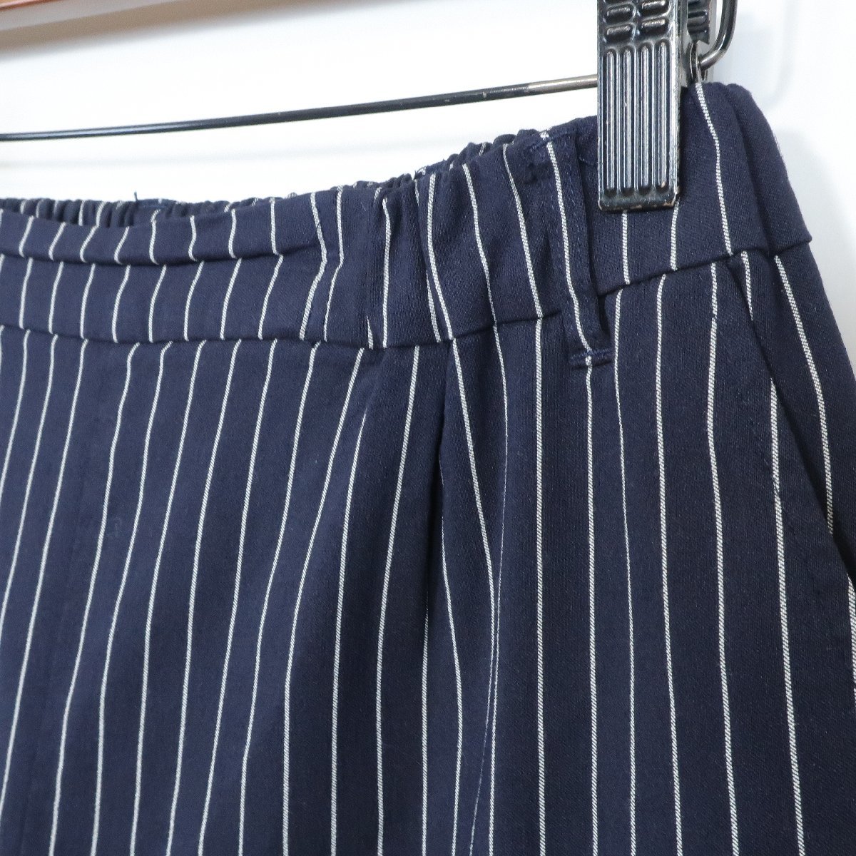  As Know As must have* long pants pinstripe size M stretch material waist rear rubber entering dark blue series z1999