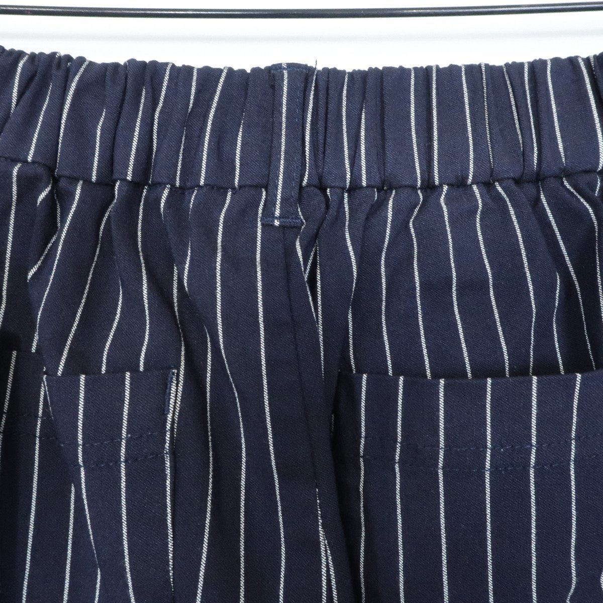  As Know As must have* long pants pinstripe size M stretch material waist rear rubber entering dark blue series z1999