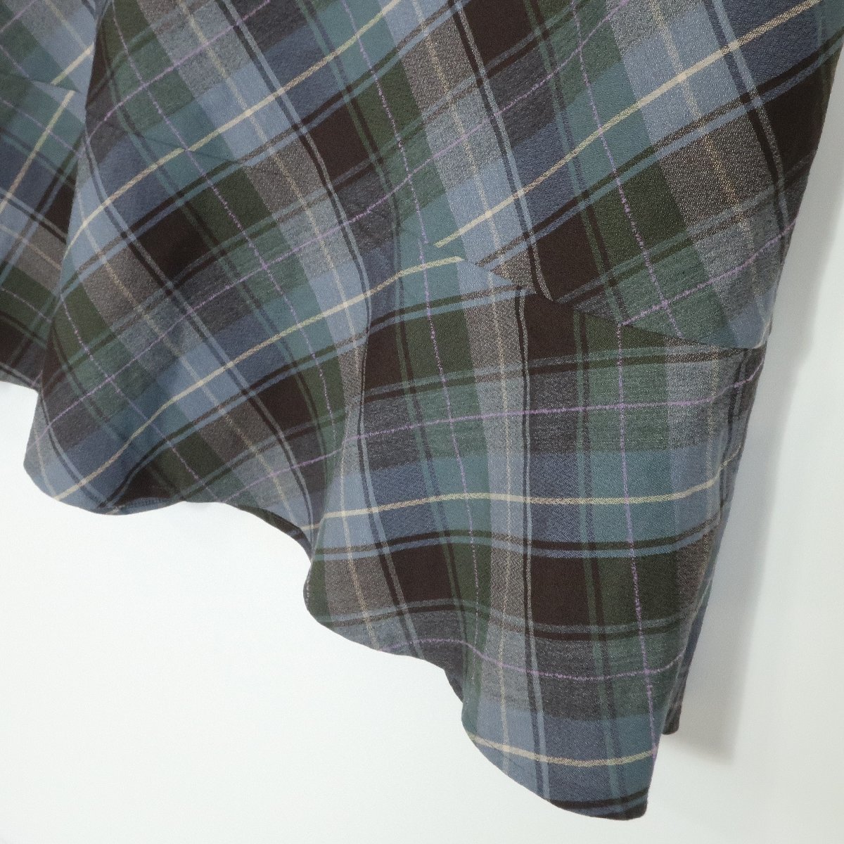 アリスバーリー★スカート 切替フレア 大きいサイズ11 クラシカルなチェック柄 茶×緑系 z2224_画像4