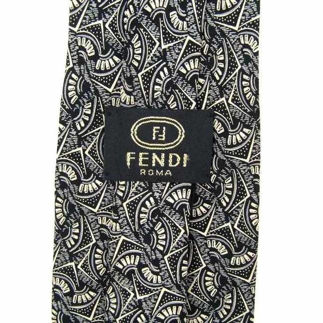フェンディ 総柄 幾何学模様 高級 シルク イタリア ブランド ネクタイ メンズ 黒 FENDI_画像3