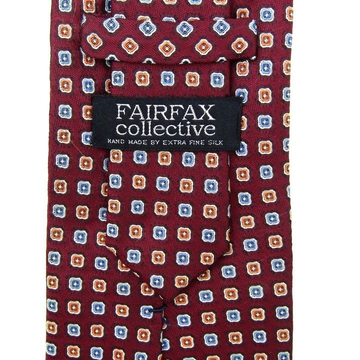 フェアファクス スクエアドット柄 高級 シルク 日本 ブランド ネクタイ メンズ ボルドー FAIRFAXの画像3