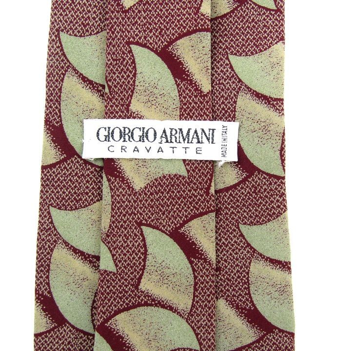 ジョルジオ アルマーニ 総柄 高級 シルク イタリア ブランド ネクタイ メンズ ボルドー 良品 GIORGIO ARMANI_画像3