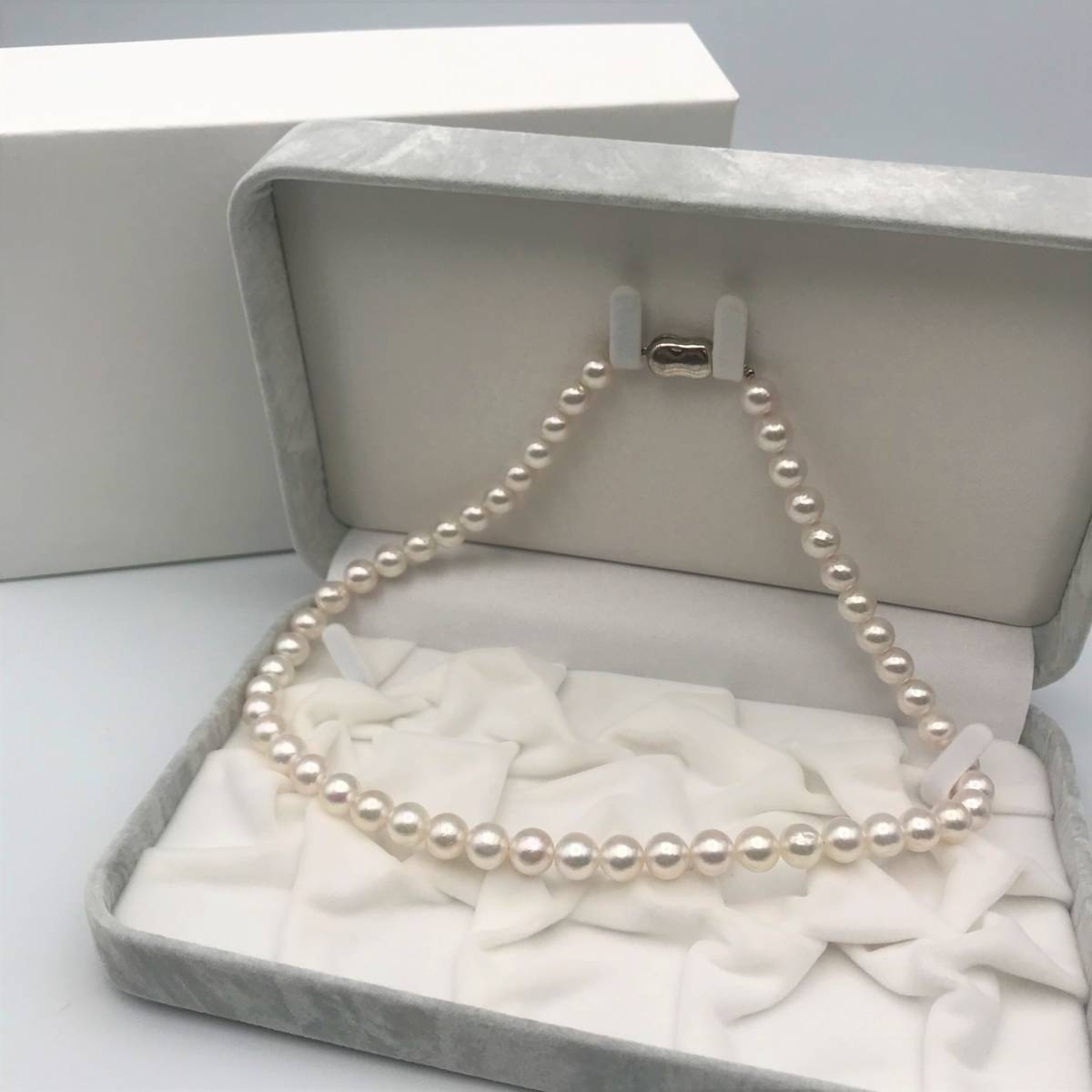 パール ネックレス 7.5mm~8mm玉 長さ45cm シルバー刻印 ジュエリー