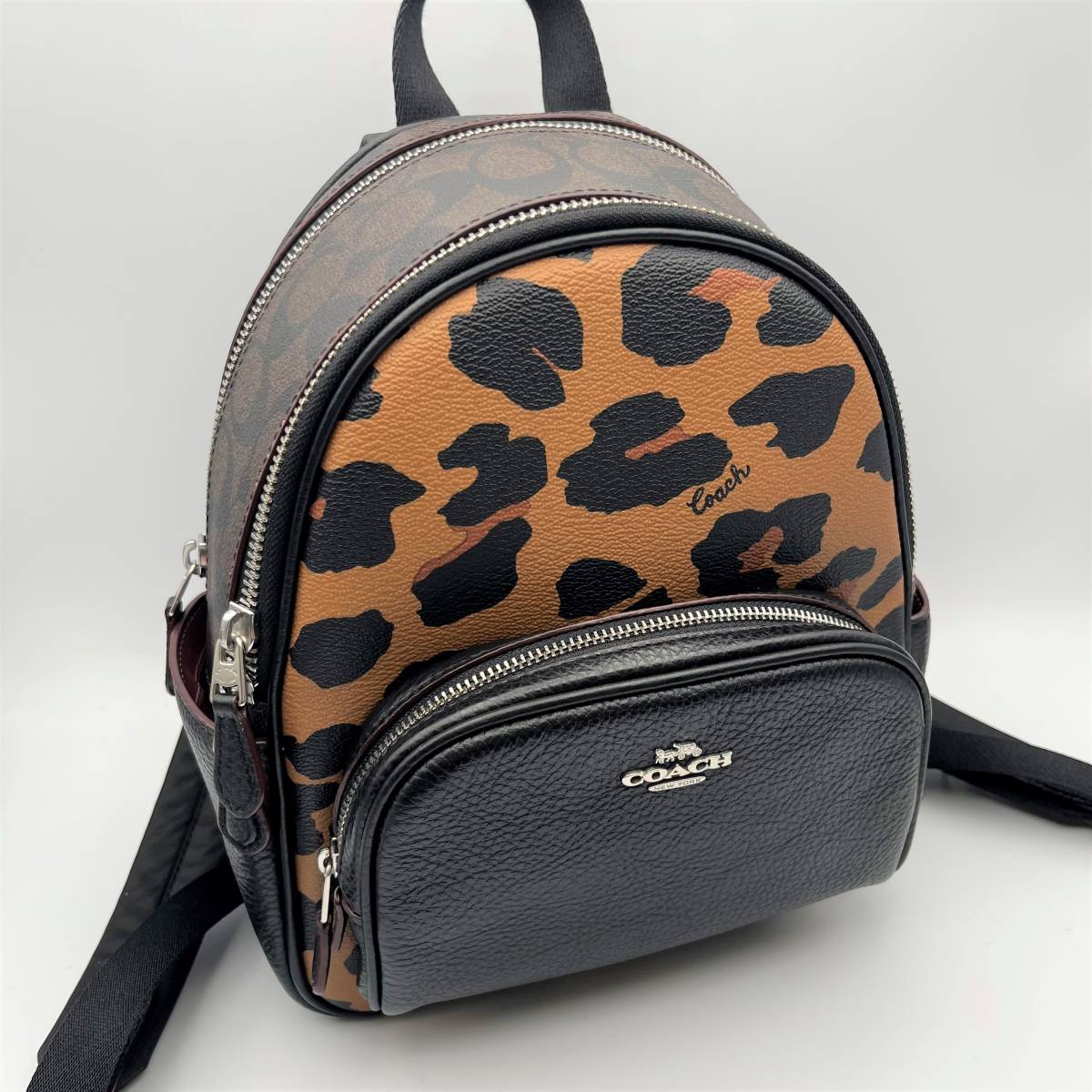 [ beautiful goods ] Coach CC757 backpack signature leather leopard print Leopard brown group rucksack lady's men's COACH