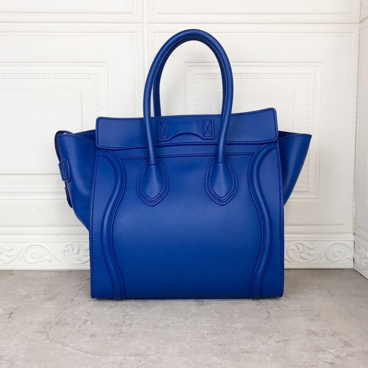 美品 正規品 セリーヌ ラゲージマイクロ トートバッグ ブルー CELINE