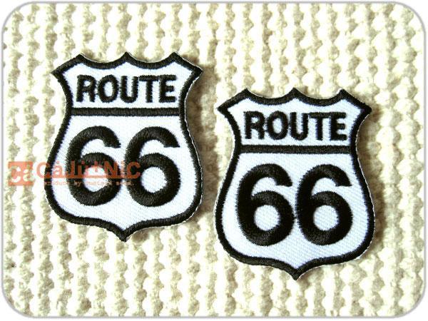 刺繍ワッペン/ROUTE66(S)2PsetWH×BK66/ミニ/標識_画像2