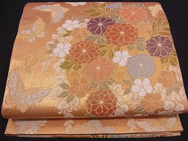 販促セール m様専用 落ち着いたボルドー色の名古屋帯◇枝花文◇金糸
