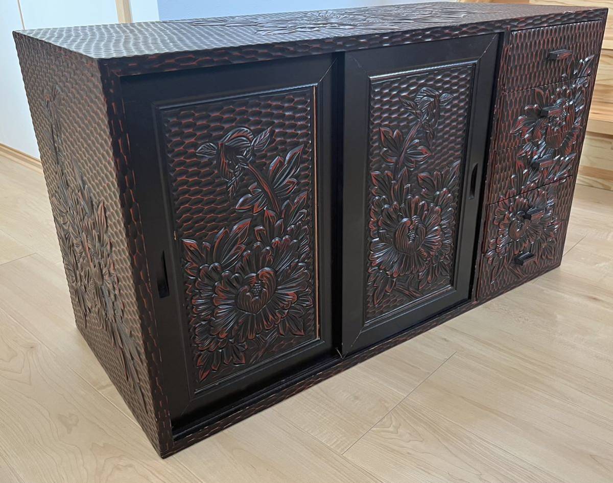 ◇鎌倉彫 伝統工芸 和家具 収納棚◇-