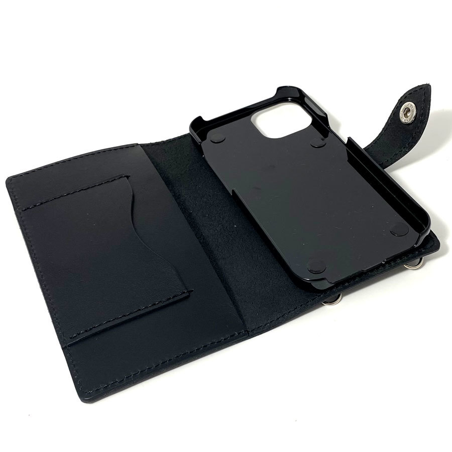 手帳型ケース　iPhone 14 plus 用 ハードカバー レザー スマホ スマホケース 携帯 スマホホルダー 革 本革 ブラック