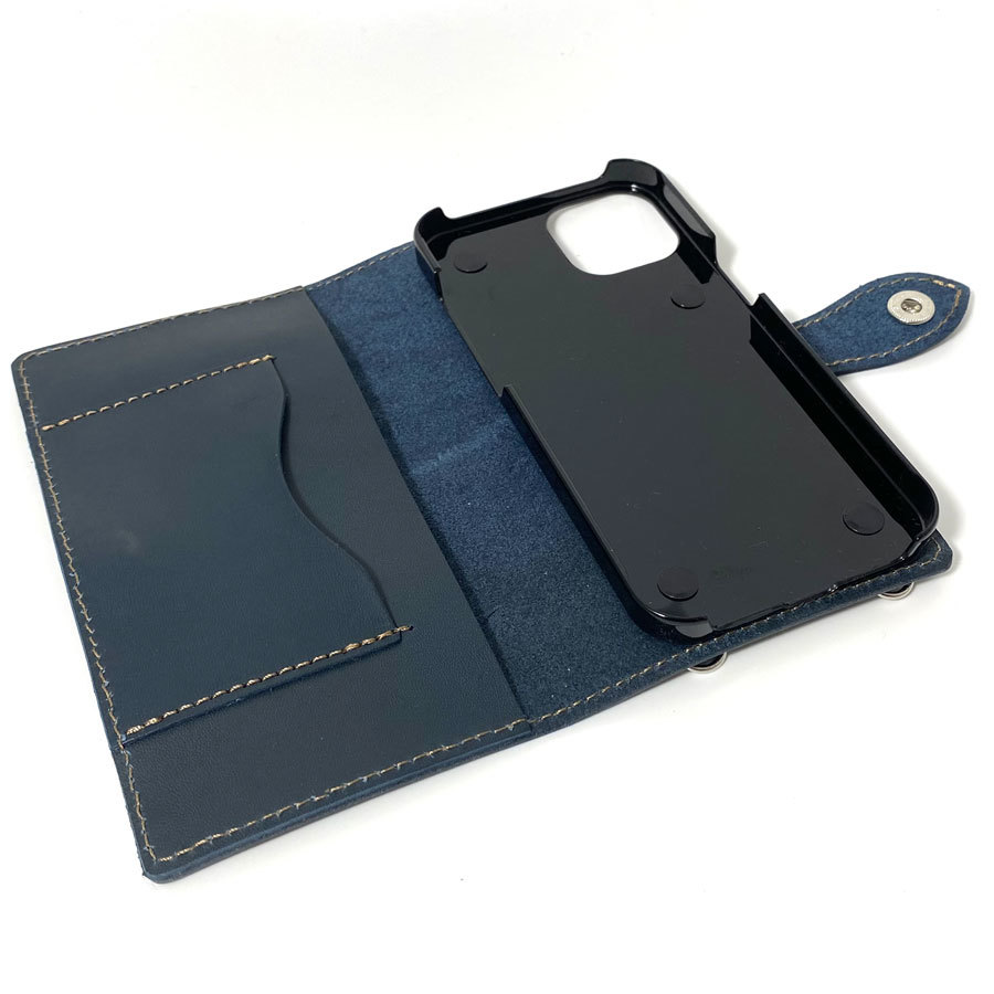  notebook type case iPhone 12 mini for hard cover leather smartphone smartphone case mobile smartphone holder leather original leather navy 