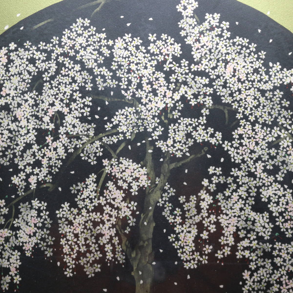 桜吹雪』/ 中島 千波 / リトグラフ / 1993年 / 額縁 / 印章 桜吹雪』/ 中島 千波 / リトグラフ / 1993年 / 額縁 / 印章