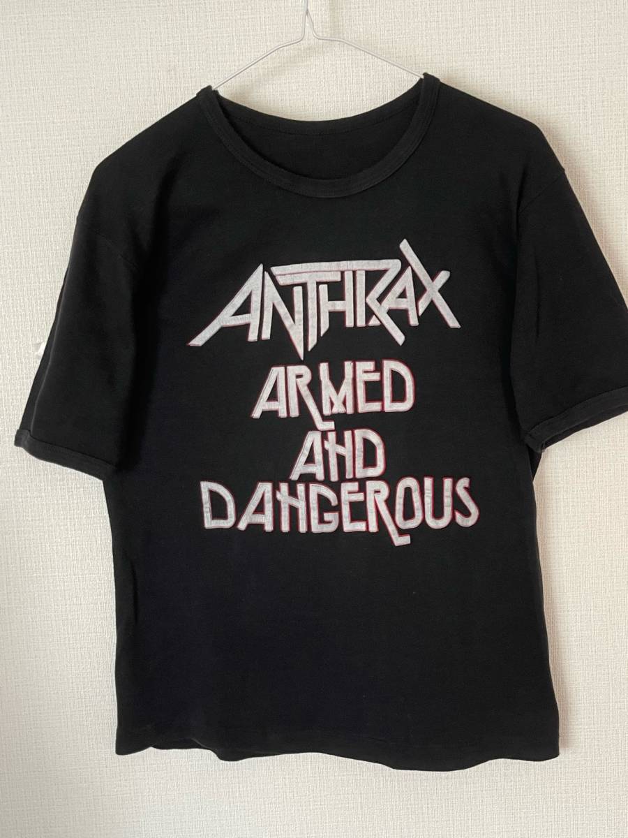 80s ANTHRAX ARMED AND DANGEROUS Tシャツ 1985 MEGADETH OVER KILL SKID ROW PANTERA METALLICA SLAYER SEPULTURA TESTAMENT fear of god