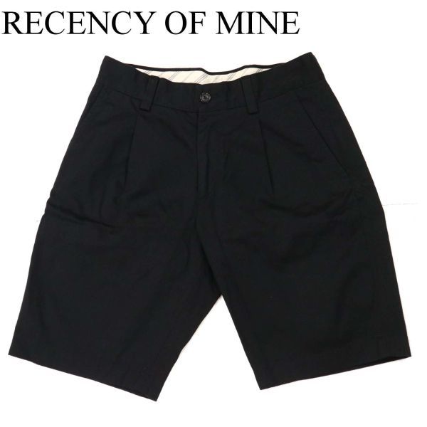 RECENCY OF MINE アバハウス 春夏 ワンタック★ コットン ツイル ショート パンツ Sz.46　メンズ 黒　G3B00598_4#P_画像1