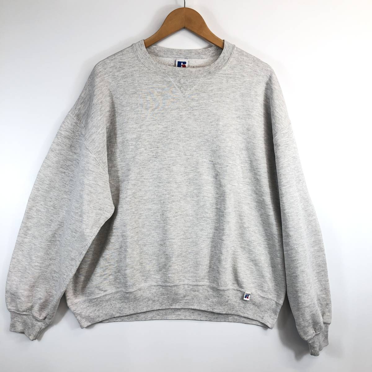 90s USA製 ラッセルアスレチック RUSSELL ATHLETIC 前Vスウェット グレー系 XLサイズ