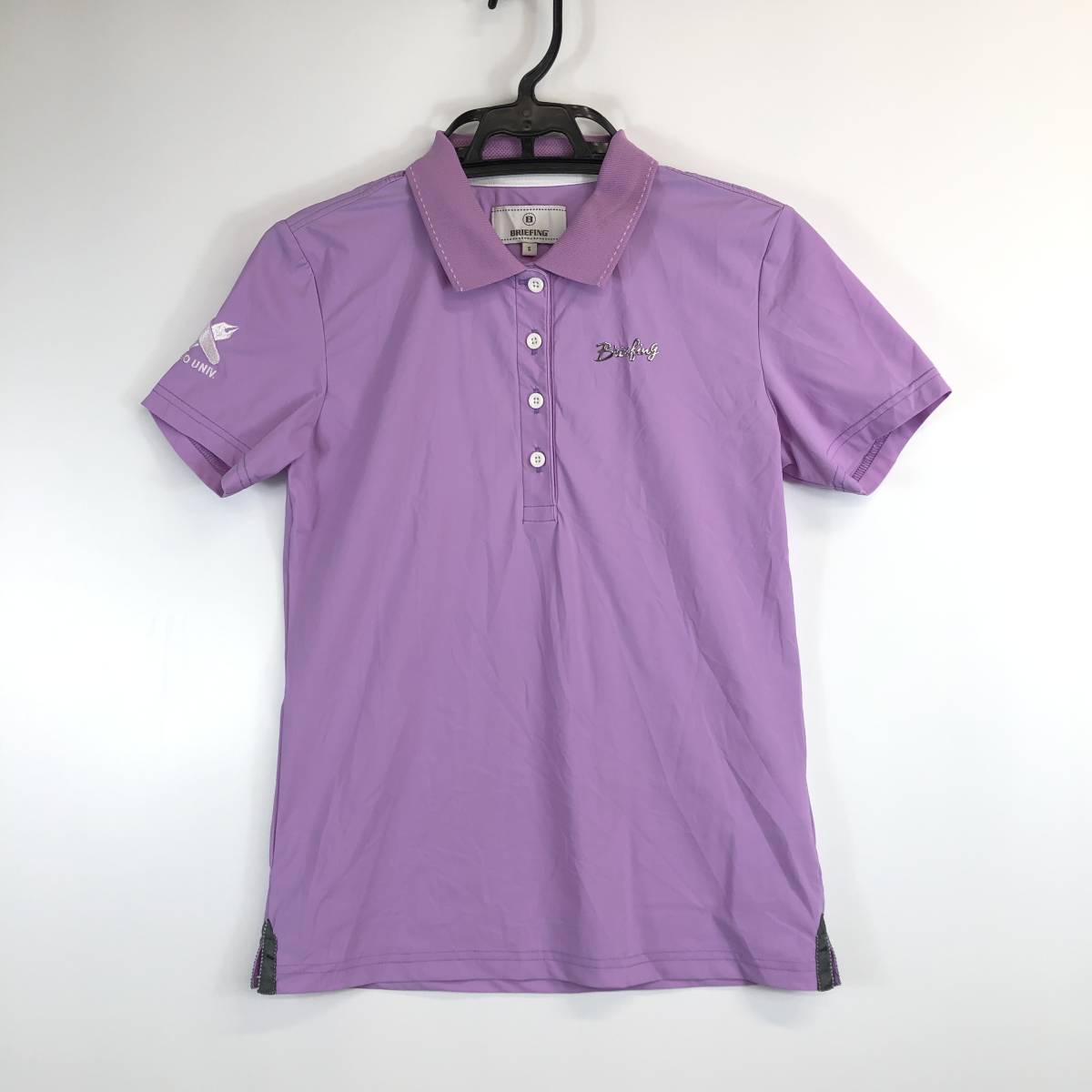 ブリーフィング BRIEFING ゴルフポロシャツ 半袖 薄紫 Sサイズ 慶應大学ゴルフ部 BGW213W02