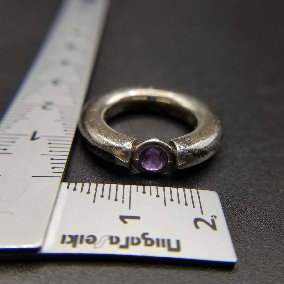  amethyst color stone small bead embedded 925 Vintage silver ring a-ru deco ring Showa Retro accessory jewelry import YAW④1