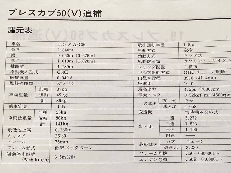 送料無料 3冊 配線図6種 プレスカブ50 C50/K/V/P,S追補版 A-C50 サービスマニュアル STD,デラックス グリップヒーター ホンダ 純正 60GAC00_画像5