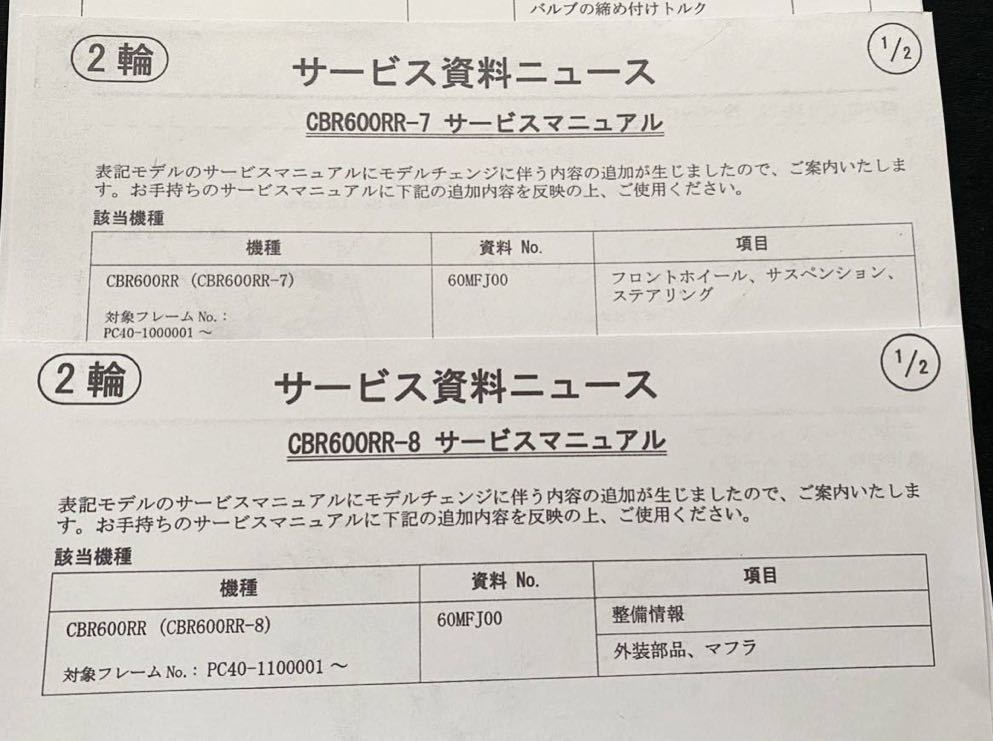 送料無料★6冊2007-2008 CBR600RR/7/8 PC40 純正 サービスマニュアル/資料ニュース/PC40-100/110/111 故障診断/配線図/ホンダ 60MFJ00_画像10