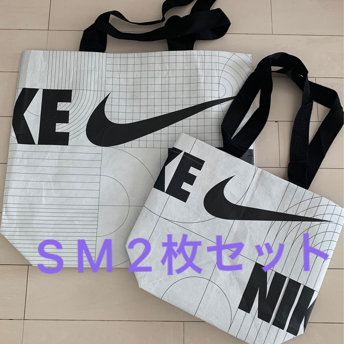 S M 2枚セット NIKE エコバッグ　韓国NIKE