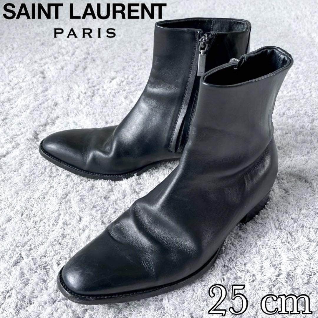 Saint Laurent サンローラン ジップアップヒールブーツ 黒 40