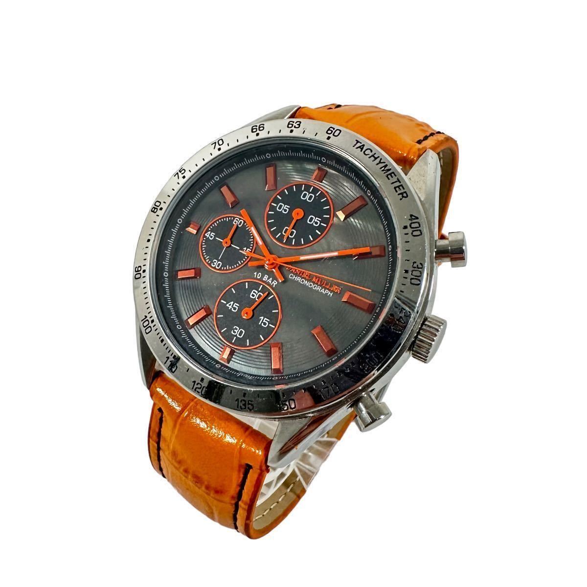 500本限定 定価9万 DANIEL MULLER ダニエルミューラー DM-2052 CHRONOGRAPH クロノグラフ グレー文字盤 QZ  メンズ ブランド 腕時計