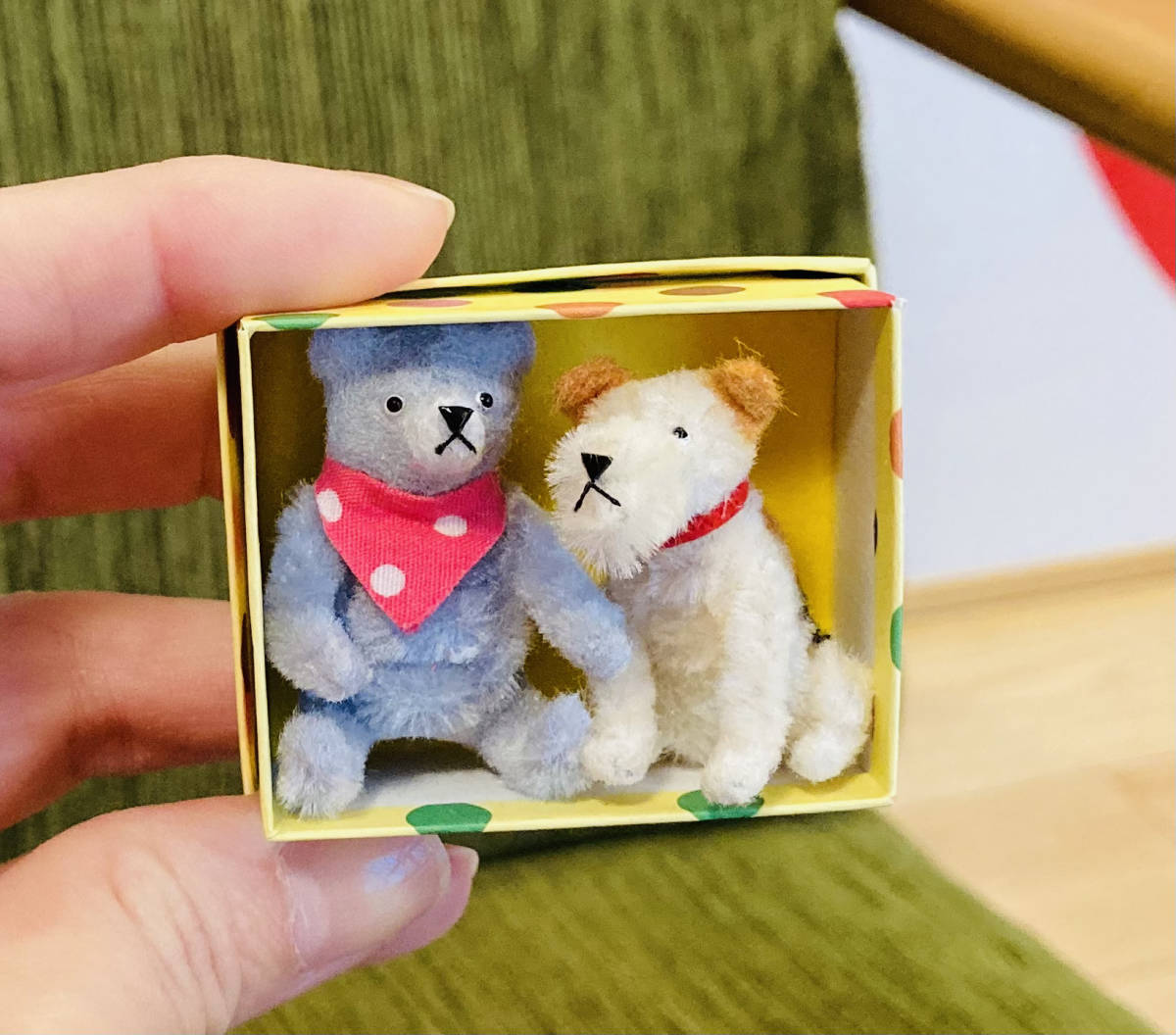 ハンドメイド ミニチュア モール テディとテリアのセット BOX付き
