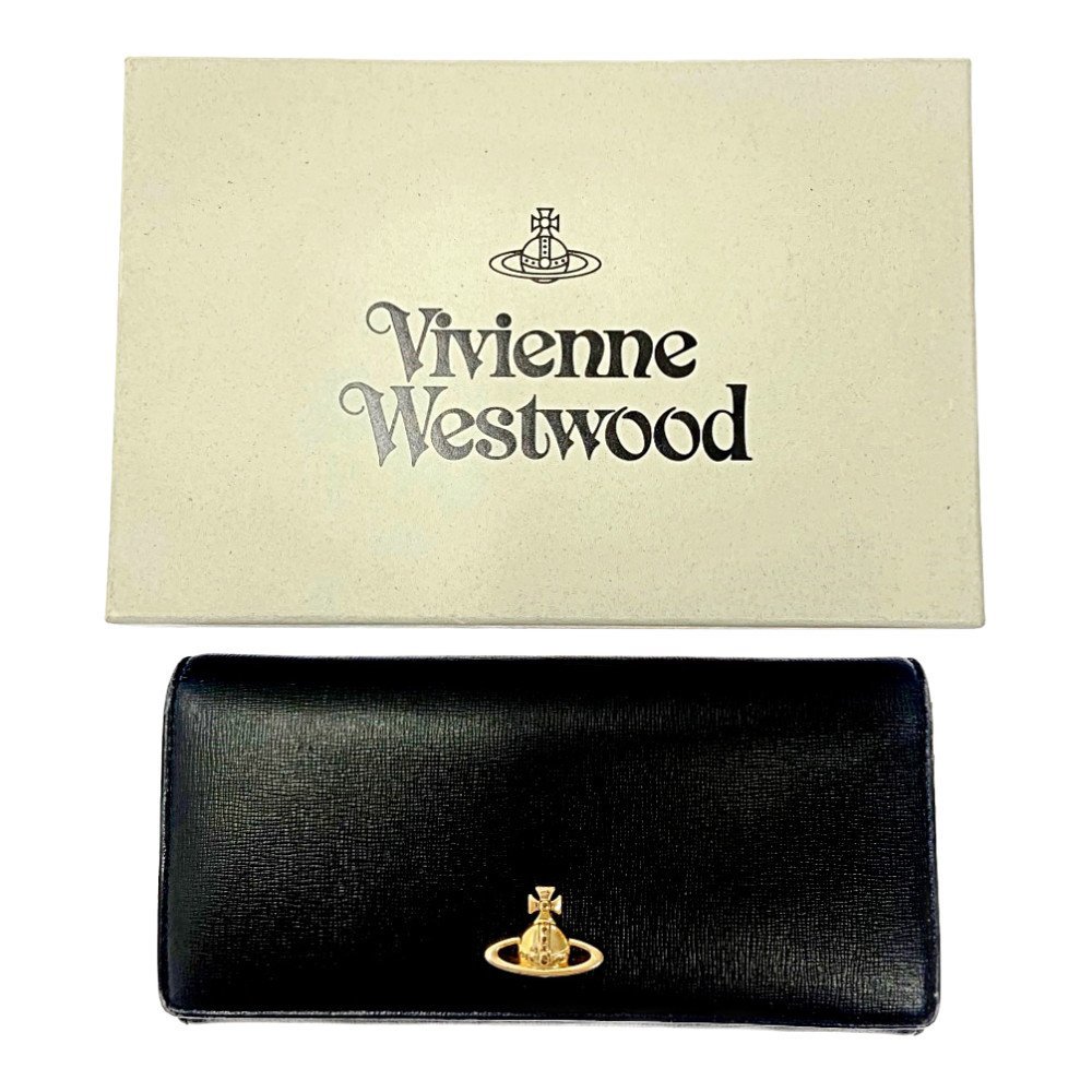 【箱付き】 Vivienne Westwood ヴィヴィアンウエストウッド 51040027-40153 レザー 長財布 レディース ブラック 162913 長財布