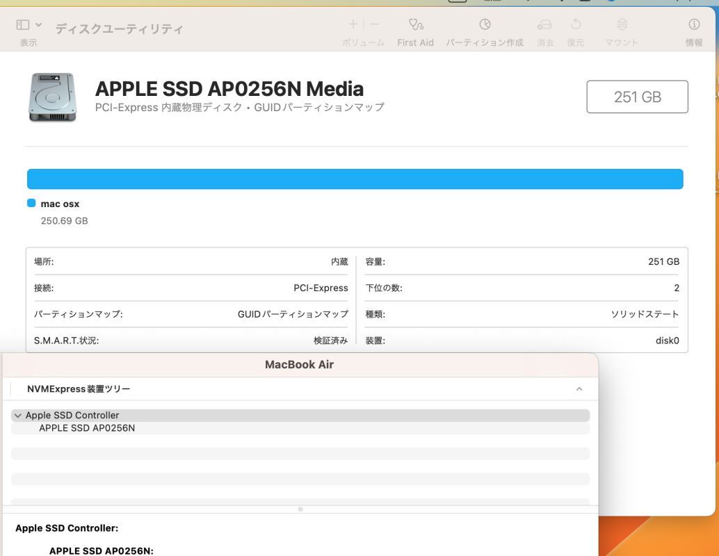 中古 2K対応 13.3型 Apple MacBoko Air A2179 (2020年) macOS Ventura 13.0 / 10世代 i7-1060NG7 16GB NVMe 256GB-SSD カメラ 中古パソコン_画像7