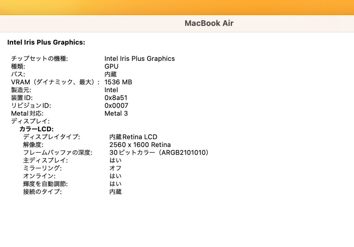 中古 2K対応 13.3型 Apple MacBoko Air A2179 (2020年) macOS Ventura 13.0 / 10世代 i7-1060NG7 16GB NVMe 256GB-SSD カメラ 中古パソコン_画像6