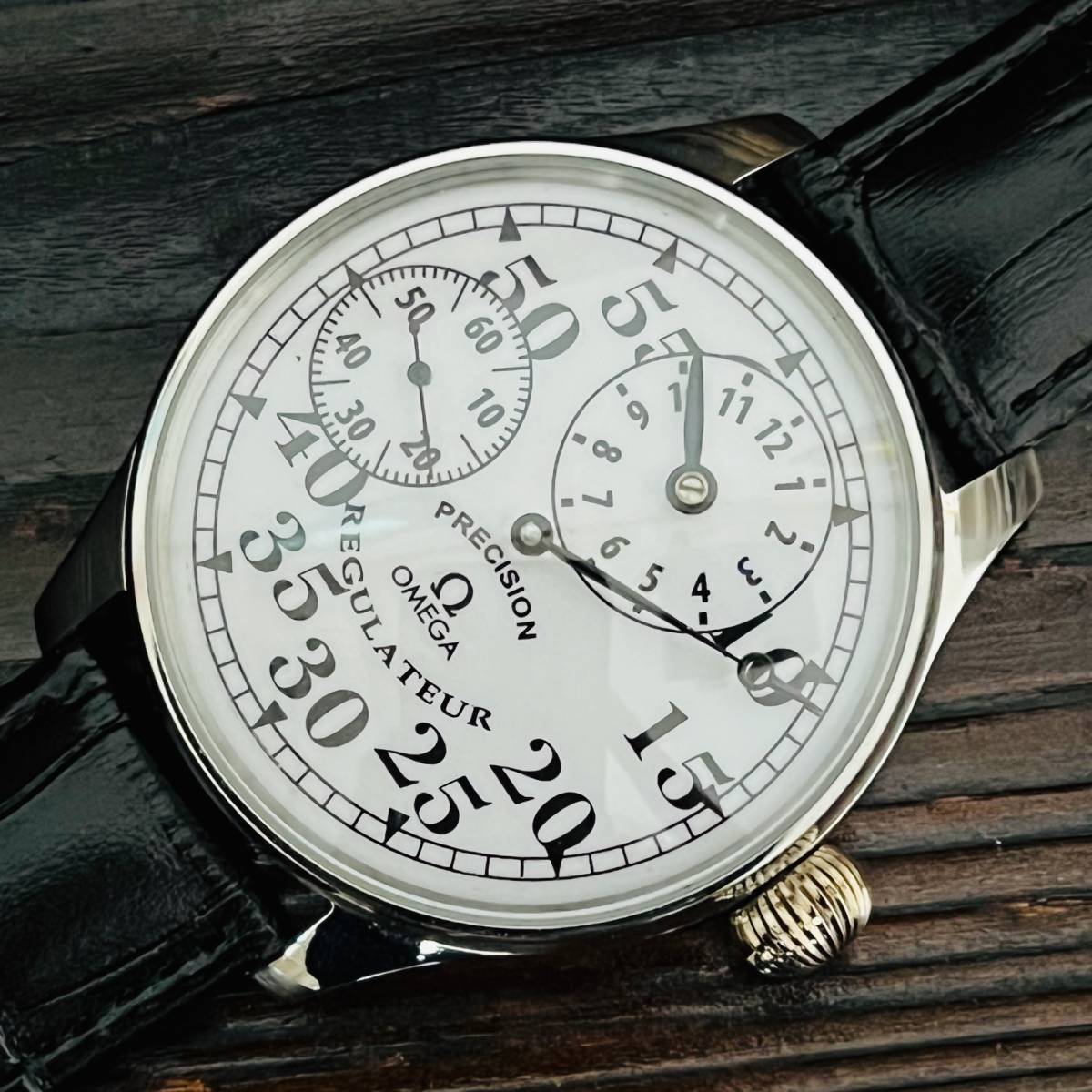 ☆オメガ OMEGA レギュレーター 動作良好 白文字盤 スケルトン 49mm 裏