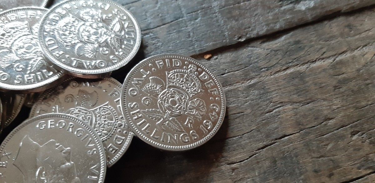 ジョージ王 イギリス 2シリング フロリン 英国コイン50個 1947年~1951年 美品です 本物 直径28.5mm