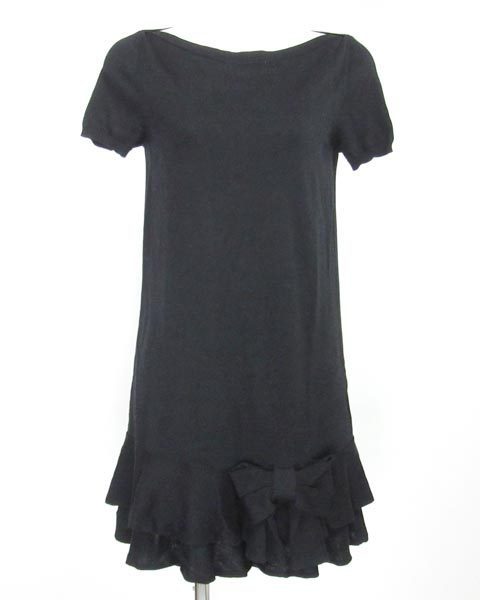 レッド ヴァレンティノ RED VALENTINO 黒 半袖 ニット ワンピース XS