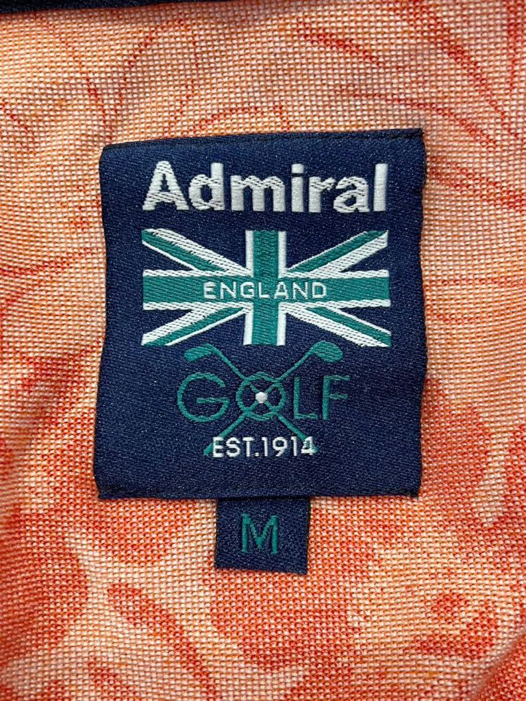 夏を感じるデザイン！ Admiral GOLF アドミラル ゴルフ 花柄 胸元ロゴ 半袖ポロシャツ オレンジ系 Mサイズ メンズ ネコポ可 ○ 新規×_画像5