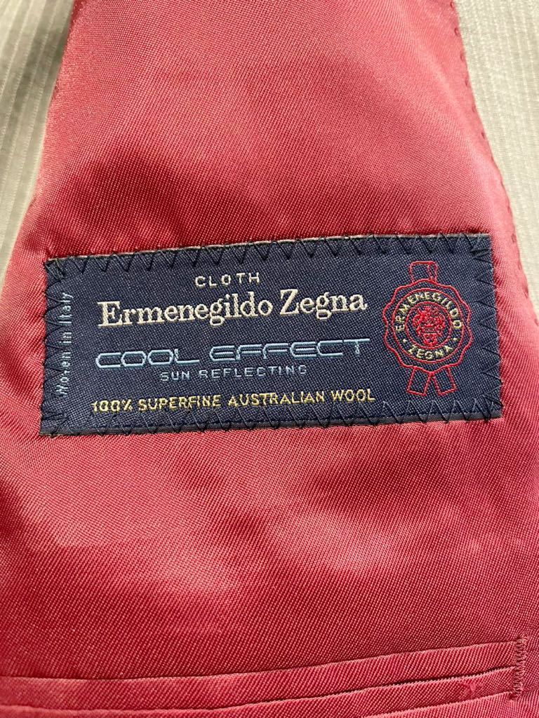上質高級 オーダー品 Ermenegildo Zegna エルメネジルド ゼニア 背抜き ウール ストライプ スーツ セットアップ グレー M相当 新規×_画像8