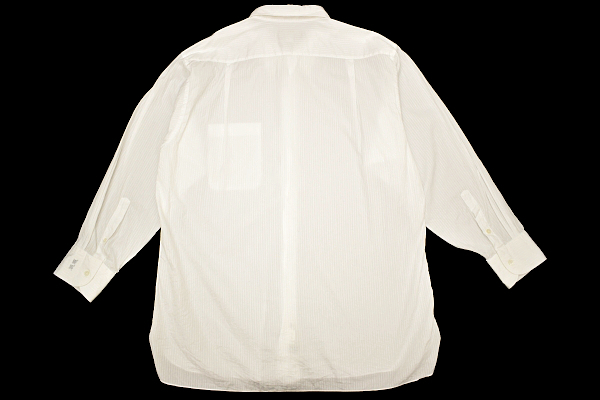 Y-5502★送料無料★美品★dunhill CUSTOM MADE ダンヒル カスタムメイド★日本製 白色 シャドーストライプ 長袖 B/D ドレスシャツ 3L-4Lの画像2
